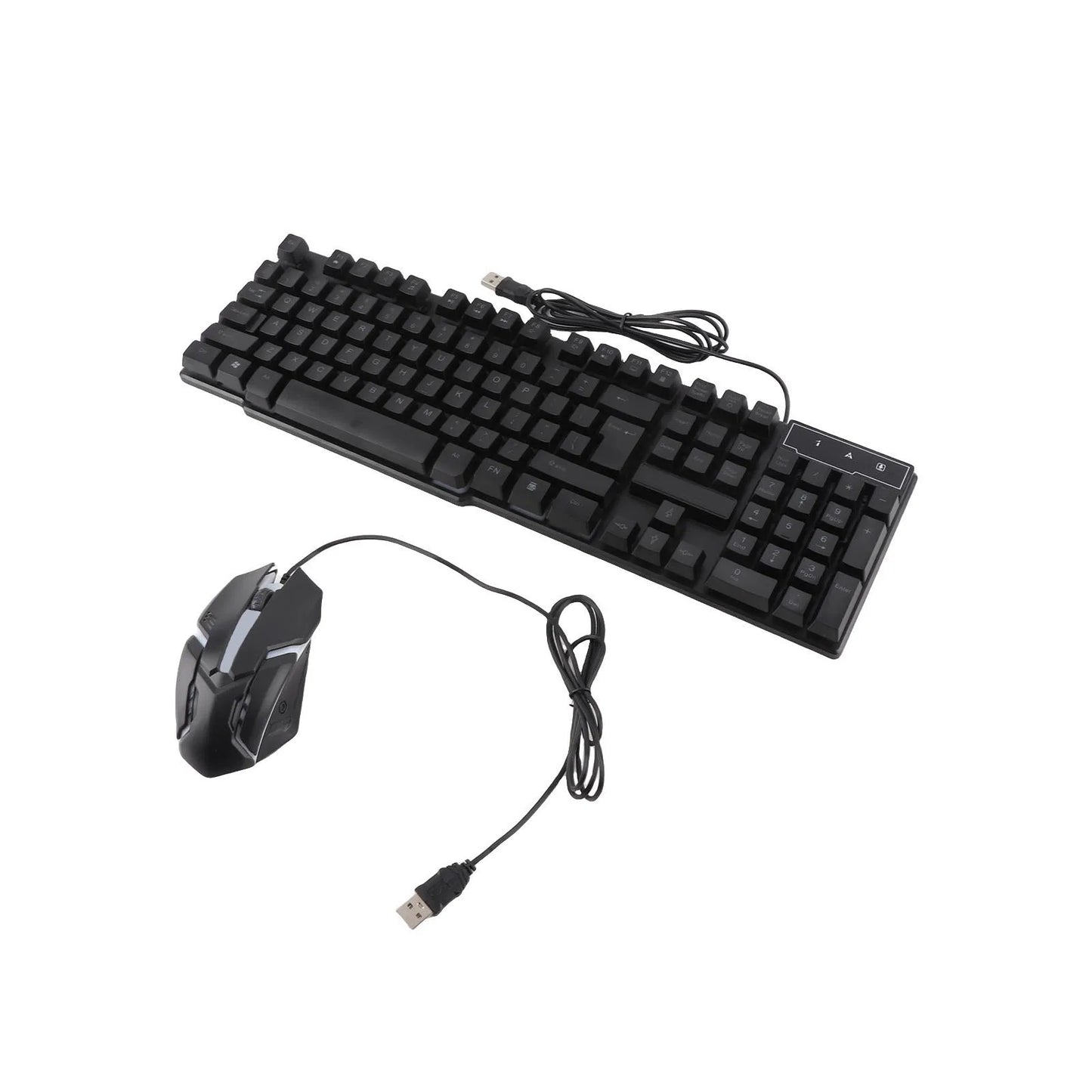 Combo gaming 4 pezzi tastiera e mouse, tastiera ergonomica 104 tasti, mouse con luce breathing a 4 colori, cuffie e tappetino per mouse antiscivolo