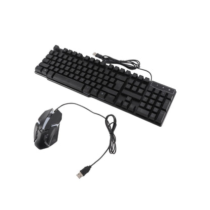 Combo gaming 4 pezzi tastiera e mouse, tastiera ergonomica 104 tasti, mouse con luce breathing a 4 colori, cuffie e tappetino per mouse antiscivolo
