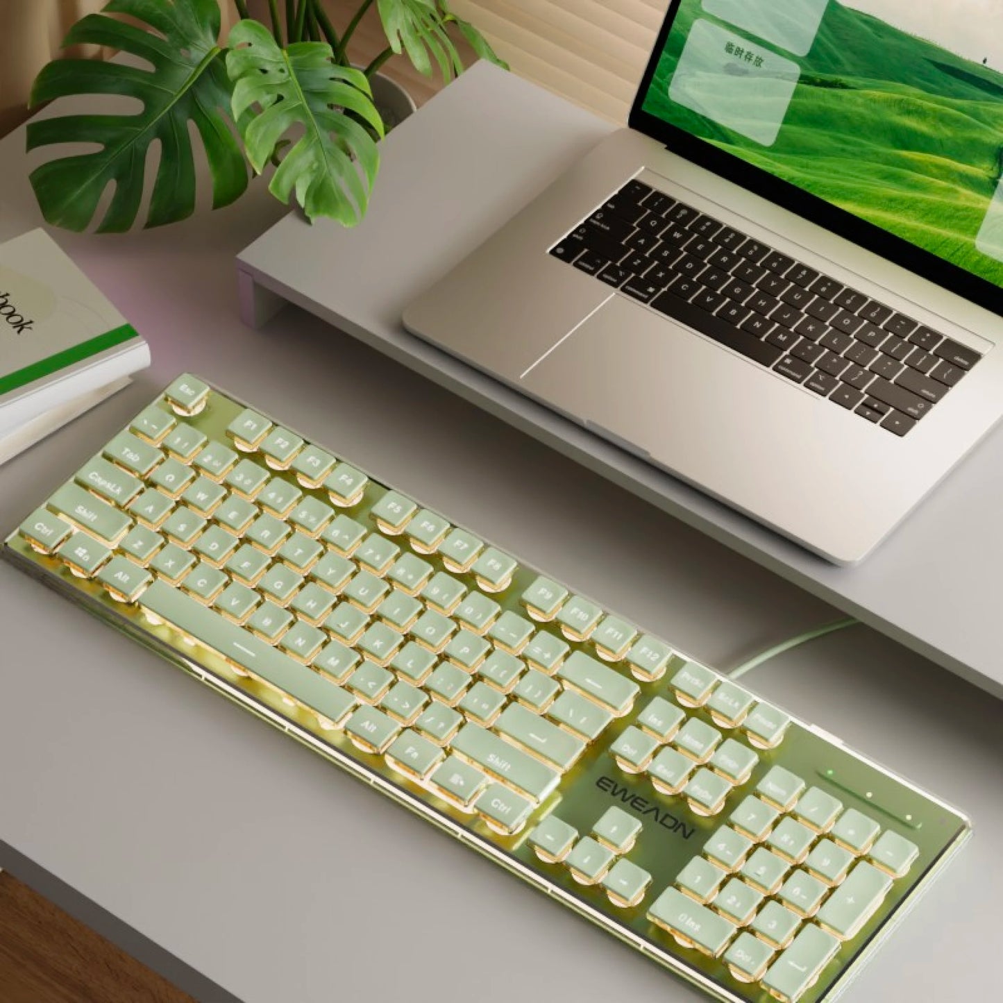 Teclado silencioso con cable EWEADN V3 para oficina y gaming, diseño de teclas tipo película, ergonómico, para Windows/portátil/PC/escritorio, accesorio de e-sports