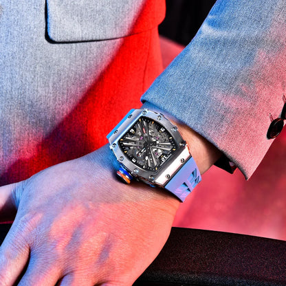 Orologio da uomo PAGANI DESIGN 2026 New al quarzo, movimento VH65, quadrante scheletrato, impermeabile 100M, sportivo rettangolare, vetro zaffiro