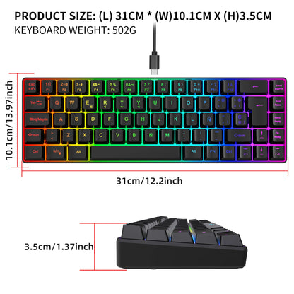 Offerta imperdibile! Tastiera gaming cablata spagnola a 69 tasti con retroilluminazione RGB, design compatto 68%, un accessorio indispensabile per professionisti e gamer