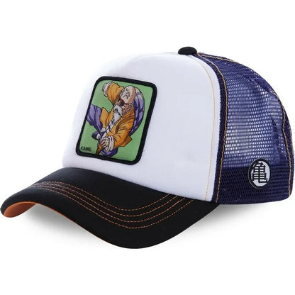Dragon Ball Buu Goku-kasket – sommerrejse-kasket med skygge til mænd, broderet, hiphop-stil, solskærm, justerbar trucker-meshkasket