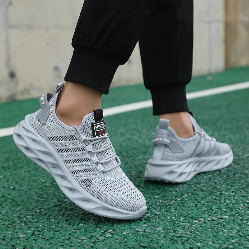 Unisex herresneakers – komfortable, åndbare løbesko til par, kvinder, tennis og sport, størrelse 37-47, gule vandresneakers