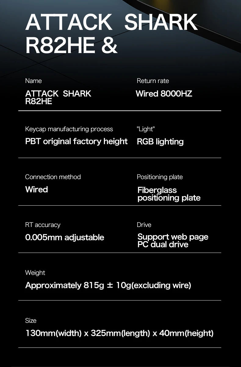 Teclado gaming magnético con cable ATTACK SHARK R82 HE 75% RGB 8000Hz Rapid Trigger, activación de 0.005mm