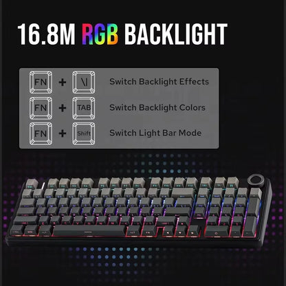 AULA F99 Pro Tastiera meccanica da gaming e-sport, tre modalità, RGB, hot-swappable, 96%, PBT, tastiera wireless personalizzata con manopola multimediale