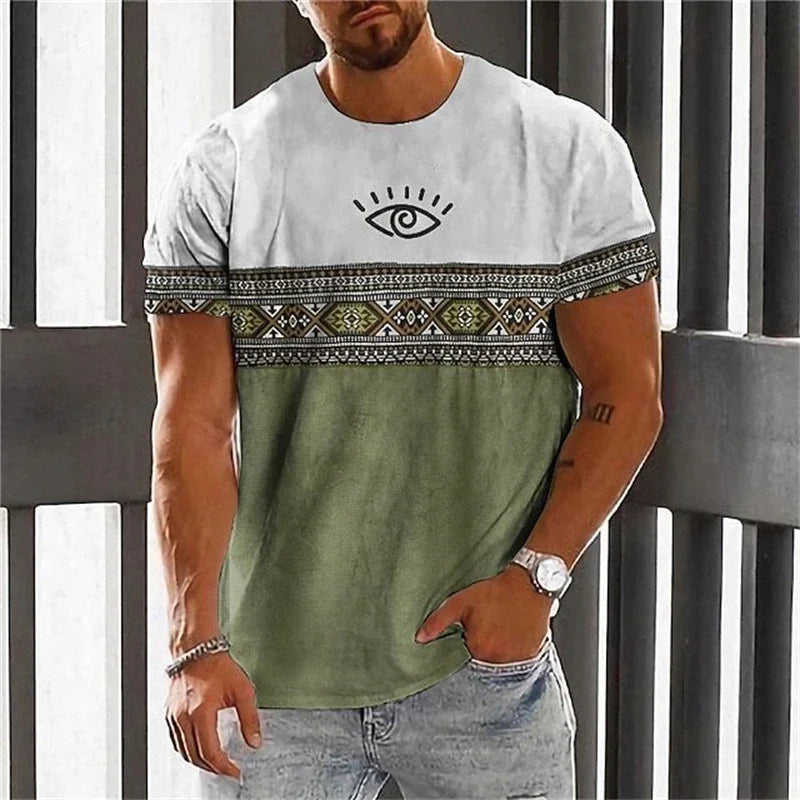 Herre-T-shirt med 3D-ulvprint, realistisk dyremotiv, rund hals, korte ærmer, cool streetwear, afslappet, åndbar T-shirt