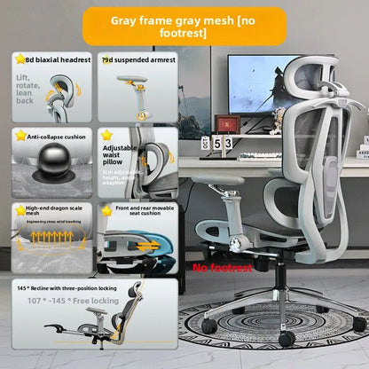 Silla ergonómica minimalista portátil con reposabrazos 10D, silla para ordenador, silla de oficina, silla de estudio, silla gaming, resistente a la gravedad y duradera