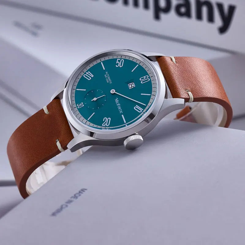 Milifortic 38MM Minimalist Jumping Hour Auto Watch Man R088 Sapphire Crystal 10ATM Vintage Stainless Steel Mechanical Watches