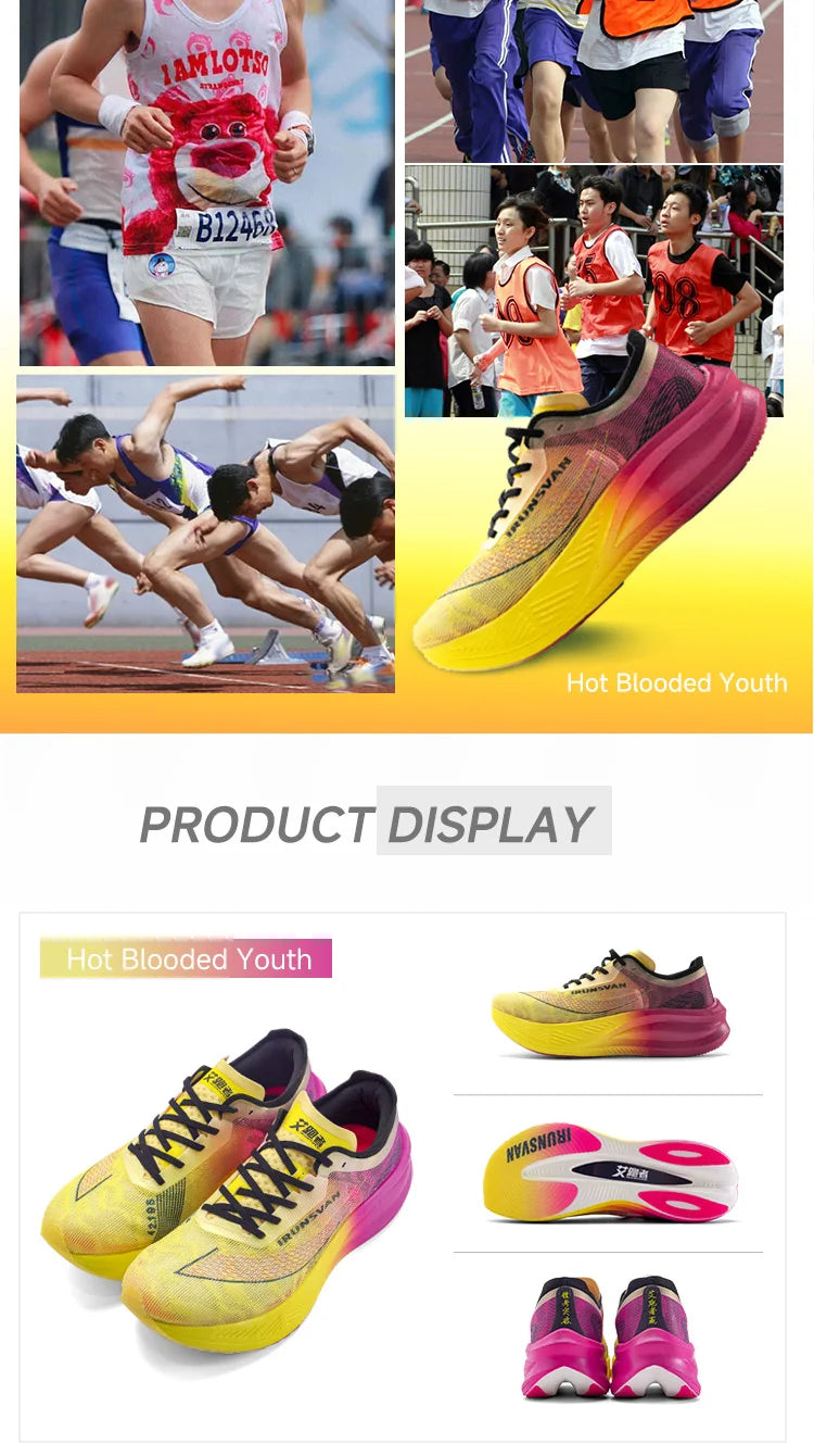 IRUNSVAN Men Professional Marathon Running Shoes Nylon Carbon Plate Road Sports Shoes Lightweight Women Trainers Sport Sneakers