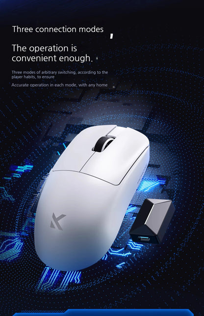 MCHOSE L7 Ultra+ Ratón de mano mediano-grande para gaming y e-sports Paw3950, inalámbrico de tres modos, ligero, de oficina, con doble accionamiento para ordenador