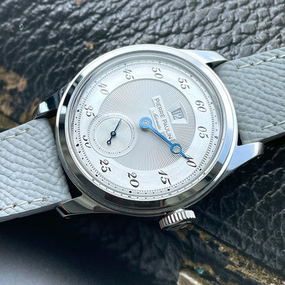 Spot goods NEW Pierre Paulin Jumping Hour Men Watch Salmon Dial Automatic St17 Mechanical Watch Vintage Date Window 38mm