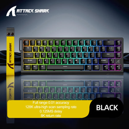 Tastiera a switch magnetici ATTACK SHARK X68HE cablata e FREEWOLF F68 cablata F68Pro wireless per gaming professionale 8K Hz 0.01mm Rapid Trigger