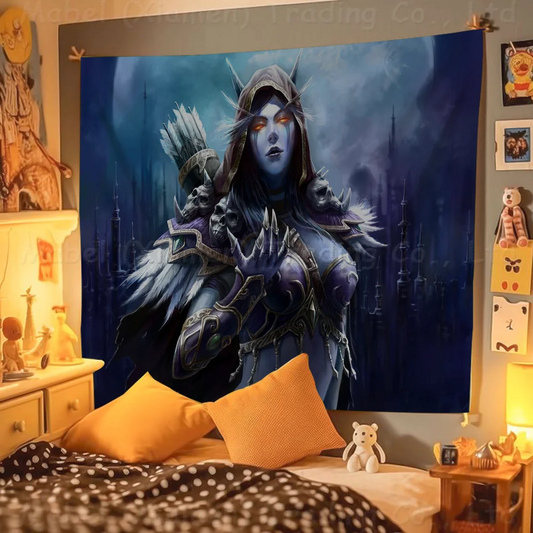 Πολύχρωμη σημαία τοίχου Game World of Warcraft, μποέμικο πανό τοίχου Mandala, διακοσμητικό τέχνης εσωτερικού χώρου