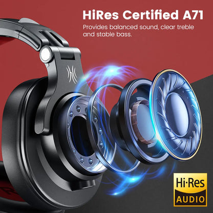 Auriculares OneOdio A71 con cable Over Ear HiFi Studio DJ con micrófono – Auriculares gaming de monitorización profesional con graves profundos