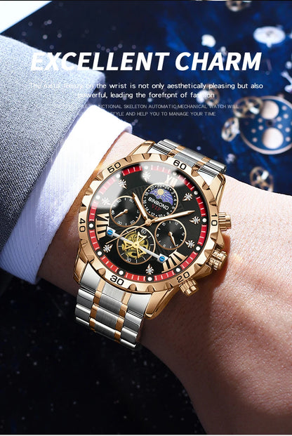 BINBOND quartz watches for men luxury accurate durable watch luminous waterproof chronograph men's watch business watch reloj