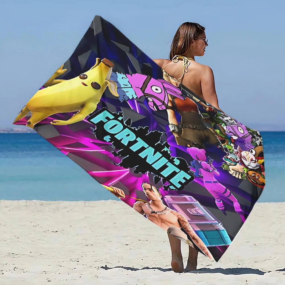 Nueva toalla de playa F-FortniteS de juego popular, microfibra sin arena, secado rápido, suave y resistente a la arena, toalla para piscina, regalo para mujer, viaje, gimnasio y ducha