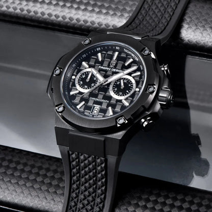 Reloj de cuarzo para hombre PAGANI DESIGN PD-YS032, 44mm, movimiento japonés VK64, caja de acero inoxidable, correa de caucho, cristal de zafiro, resistente al agua 100M