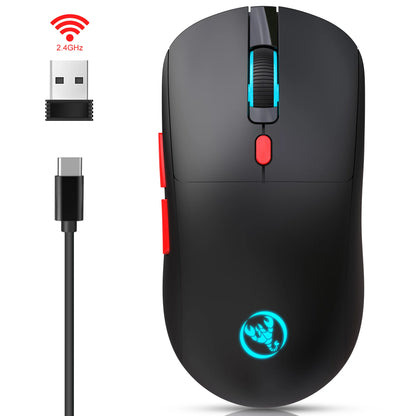 2.4G Wireless Rechargeable Mouse with RGB Lighting, 3600 DPI Ergonomic Silent Wireless Mouse for Laptop, PC, Office & Gaming