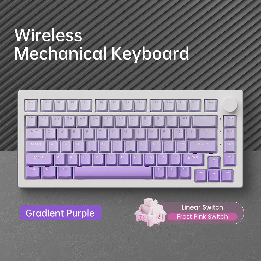 Teclado Akko 5075 V3 75% ANSI-US con rueda de volumen, hot-swappable, RGB, USB Type-C/2.4g y BT5.0, trimodo, teclado mecánico gaming personalizado