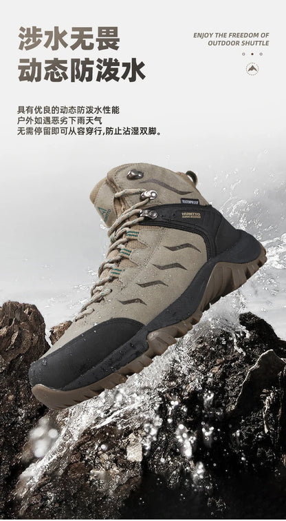 Zapatos de senderismo HUMTTO, botas de caza impermeables para hombre, botas tácticas de combate para desierto hasta el tobillo, botas de trekking para hombre y mujer, zapatillas cálidas de cuero