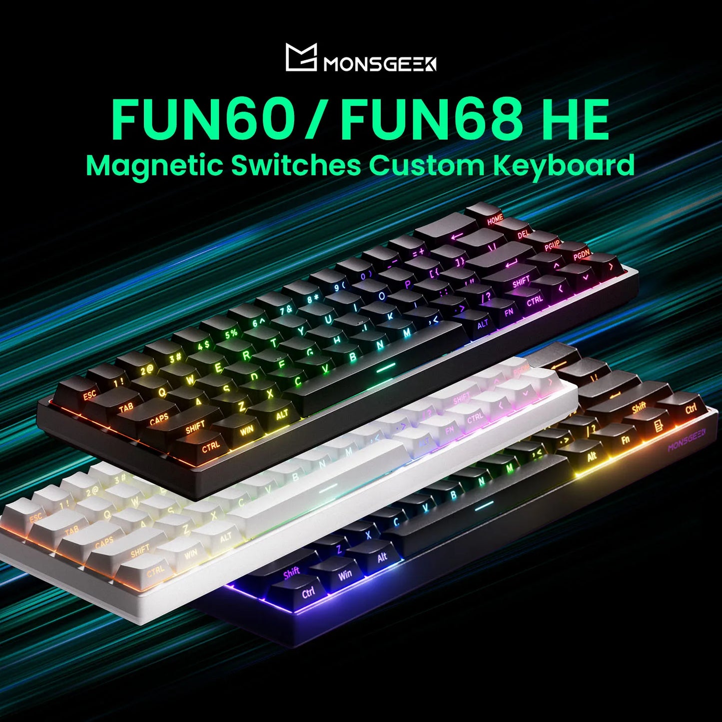 Akko MonsGeek FUN68 FUN60 PRO&MAX Tastiera magnetica HE 60% 65% Tastiere da gaming Rapid Trigger 8K Tastiera custom per gamer Esports