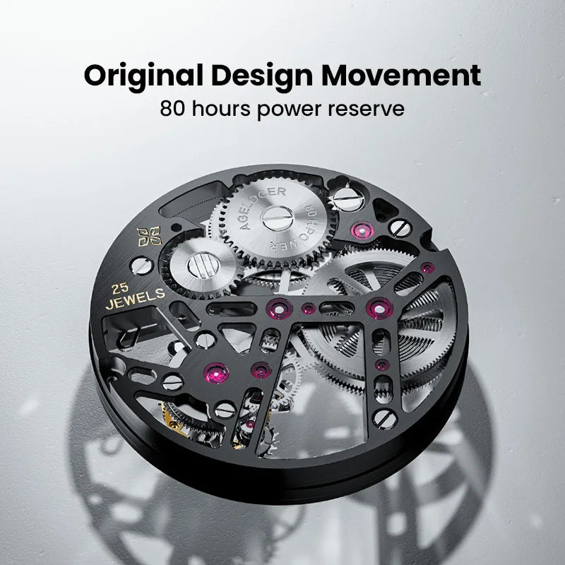 Reloj AGELOCER de edición limitada «Ice Never Melts» con tourbillon de cristal de oscilación libre, reloj mecánico manual de lujo