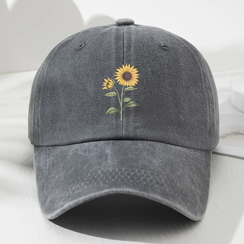 Baseballkasket med retro solsikkemønster (Dad Hat), velegnet til udendørs sport, fiskeri og camping, vandrekasket