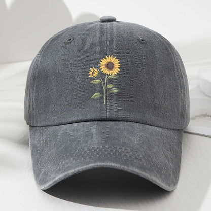 Baseballkasket med retro solsikkemønster (Dad Hat), velegnet til udendørs sport, fiskeri og camping, vandrekasket