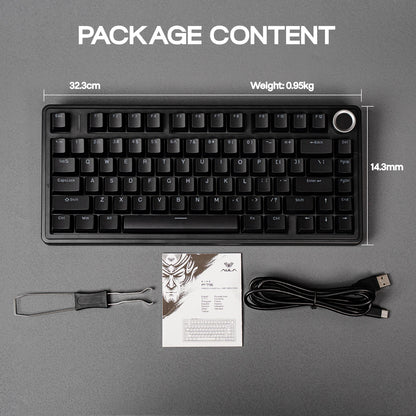 EPOMAKER x AULA F75 Teclado mecánico con cable 75% ANSI US Layout, montaje gasket, hot-swap, para Mac/WIN/Android, con perilla
