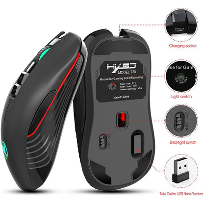 2.4G USB-C brezžična miška, polnilna gaming miška 3600DPI, 7 gumbov, Type-C, tiha miška za Macbook, prenosnik, PC, igre in računalnik