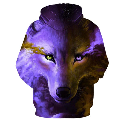 Felpe con cappuccio oversize 3D Animal Wolf da uomo e donna, moda casual, pullover hip hop Harajuku streetwear