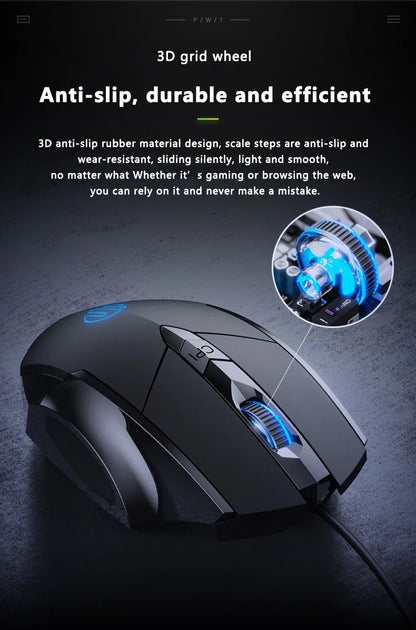 Mouse cablato Inphic W1 Esports Gaming, mouse silenzioso da ufficio, disponibile con tre o sei tasti