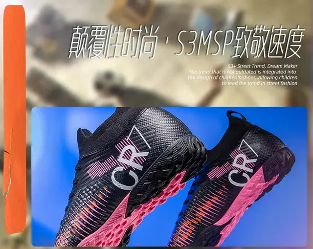 Scarpe da calcio per bambini antiurto sulla punta, chiusura con lacci, tacchetti corti antiscivolo, resistenti all’usura e traspiranti, per partite su erba all’aperto
