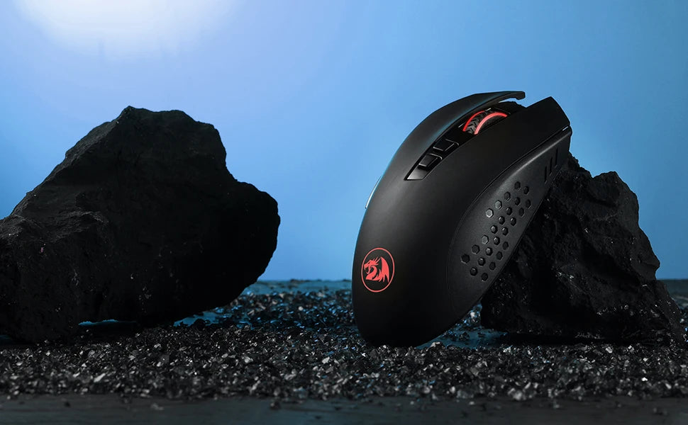 Mouse Gaming Wireless Redragon M656 Gainer, 4000 DPI, Mouse Gamer Wireless 2.4Ghz con 5 livelli DPI, 7 pulsanti macro, retroilluminazione LED rossa