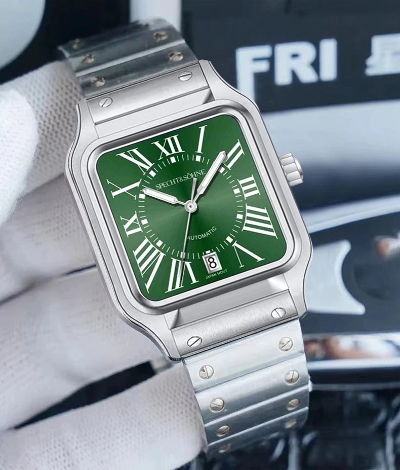 2025 New High Quality Specht&Sohne Watch 34MM Men Automatic Mechanical Watches Green Color Sapphire Stainless Steel Reloj Hombre