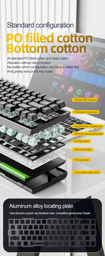 Tastiera a switch magnetici ATTACK SHARK X68HE cablata e FREEWOLF F68 cablata F68Pro wireless per gaming professionale 8K Hz 0.01mm Rapid Trigger