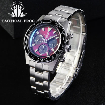 Tactical Frog V2 Solar Chronograph Men's Watch Sapphire Crystal Mirror Ceramic Bezel VS75A Eco-Drive Quartz 20Bar Waterproof Watch