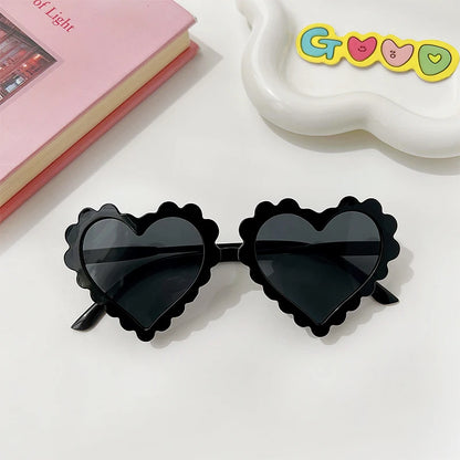 New Kids Cartoon Heart Sunflower Fruit Rabbit Ears Sunglasses Girls Boy Children Outdoor Round Polarized UV400 Sun Glasses