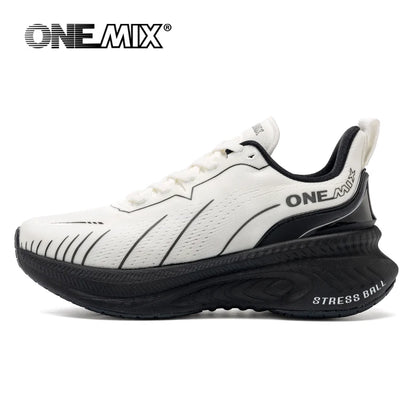 ONEMIX New Cushioning Running Shoes For Men Suitable for Heavy Runners Lace-Up Sports Women Non-slip Outdoor Athletic Male Sneakers