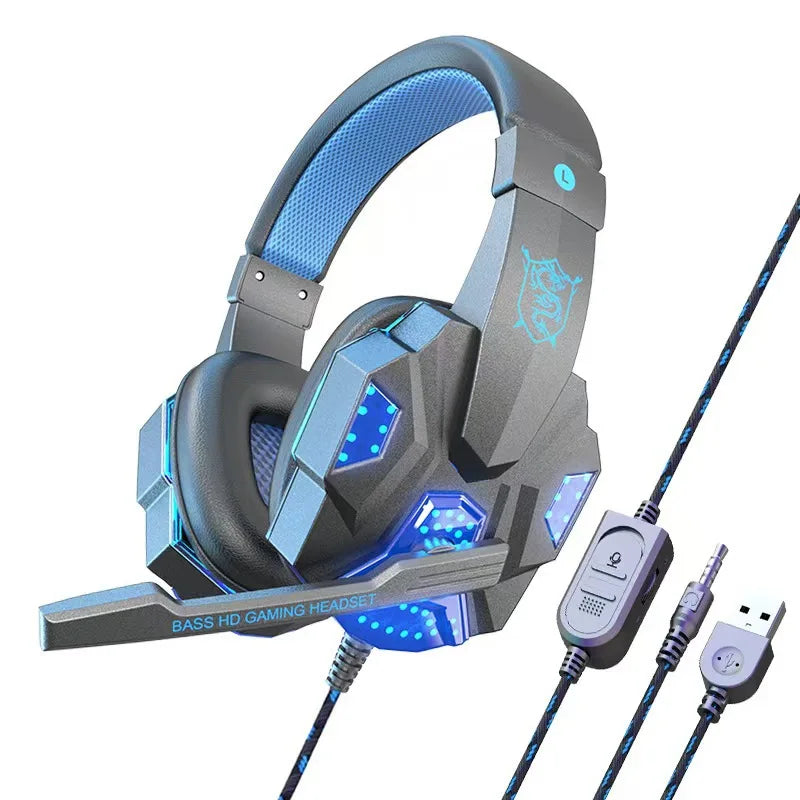 Cuffie da gaming RGB HOMEFISH SY830MV con microfono – Cuffie da gaming over-ear cablate per PC, PS5, Xbox e Nintendo Switch, headset eSports leggero con audio surround 3D