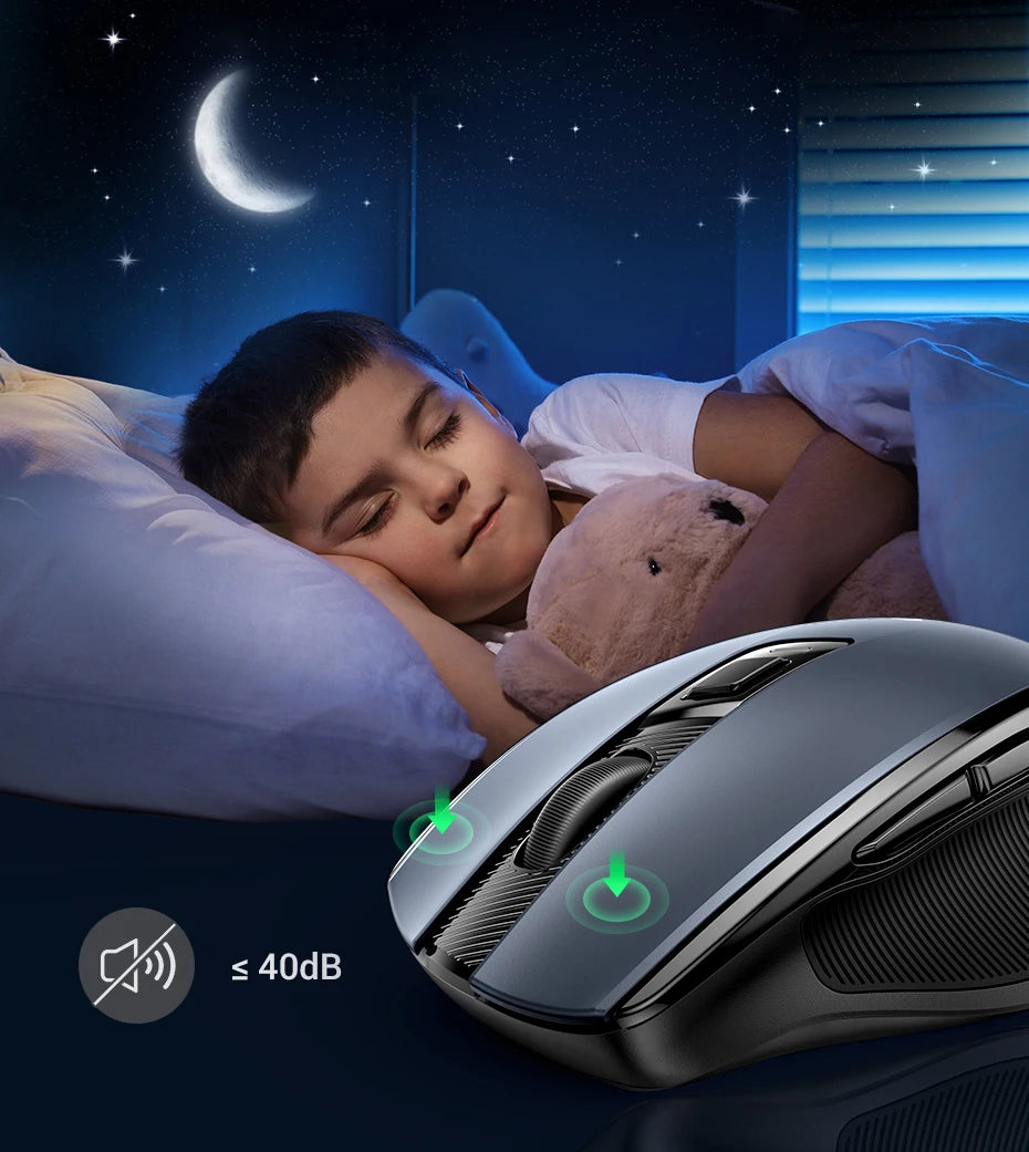 UGREEN bežični miš Bluetooth 5.0, ergonomski miš 4000DPI, 6 tihih tipki, miš za MacBook, tablet, prijenosna računala, računalo PC, 2.4G miševi