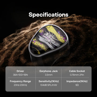 Linsoul Kiwi Ears Étude Beryllium DD + 3BA + Vibration Transducer HIFI IEM Earphone with Precision Tuning Wired Earbuds