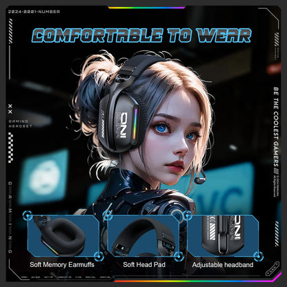 Auriculares gaming inalámbricos ONIKUMA GT808 2.4G/Bluetooth/cableados de 3 modos, circumaurales, con micrófono con cancelación de ruido para PC PS4 PS5