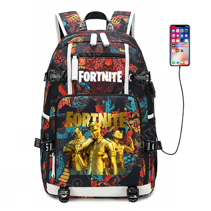 Zaino scolastico Fortnite con stampa gaming per ragazzi e ragazze, grande capacità, impermeabile, leggero e resistente, regalo di compleanno