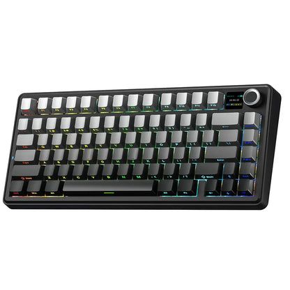 Tastiera meccanica gaming AULA F75 MAX 2.4G Wireless/BT/cablata, hot-swap RGB, 75%, 81 tasti, tastiera da ufficio con schermo TFT