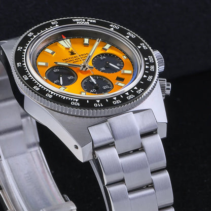 Tactical Frog V2 Solar Chronograph Men's Watch Sapphire Crystal Mirror Ceramic Bezel VS75A Eco-Drive Quartz 20Bar Waterproof Watch