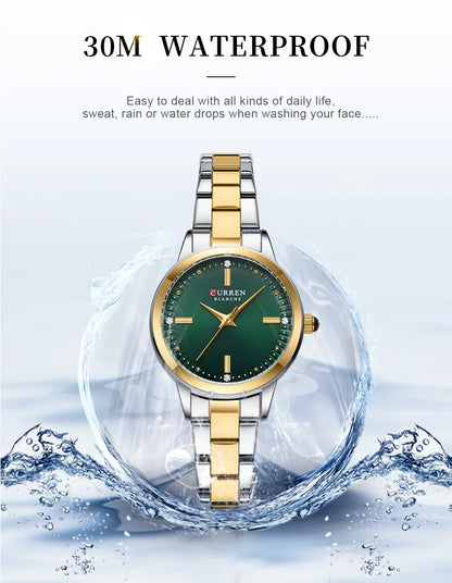 CURREN Women's Watches Fashion Original Quartz Wrist Watch for Ladies Roman Dial Dazzling Diamond Waterproof Luminous Luxury New