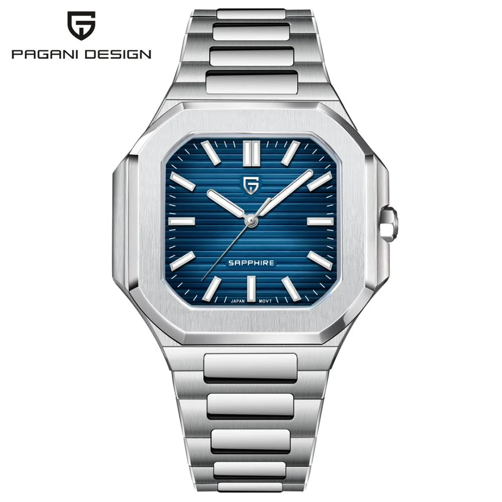 PAGANI DESIGN New V2 Men's Square Quartz Watch Top Luxury Brand Sports Waterproof Sapphire Stainless Steel Quartz Watch