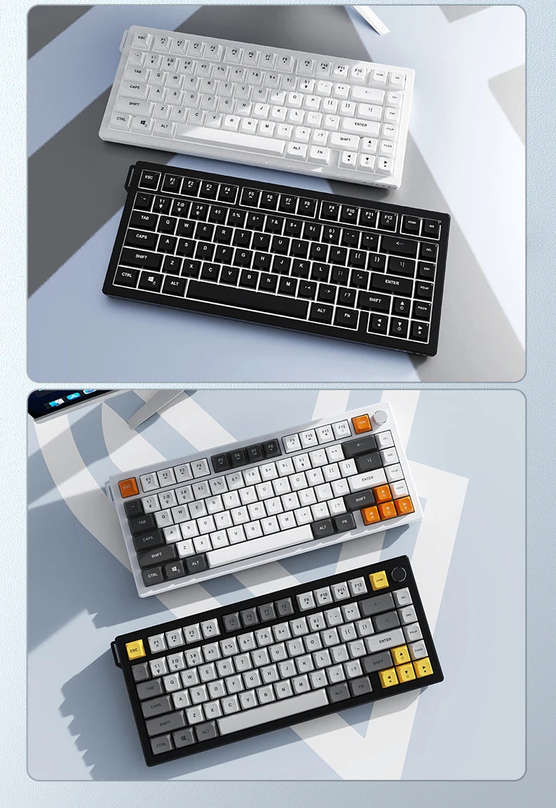 Tastiera AJAZZ AF82 Office Low Profile RGB cablata/wireless da gaming, layout 75% con 82 tasti, batteria 4000mAh per Win/Mac