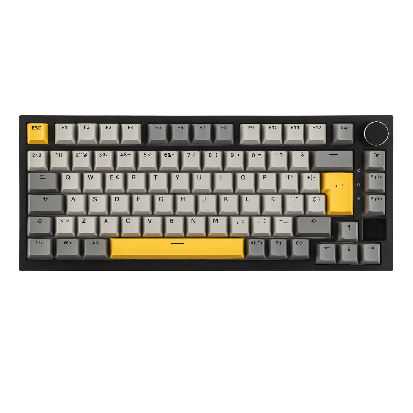 Distribución ISO-ES EPOMAKER X AJAZZ AK820 PRO 75% teclado mecánico con distribución española, cable/2.4GHz/BT, pantalla y perilla para Pc/Mac